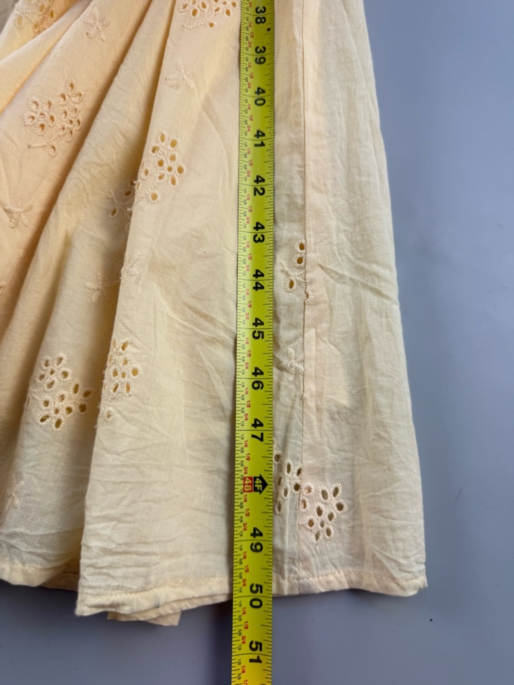 Sim & Sam Eyelet Babydoll Midi Dress Butter Yellow XL Cottagecore Boho - Picture 7 of 9